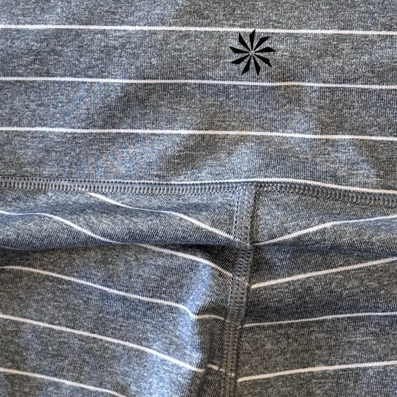 NWOT Athleta Yoga Leggings Pants Full Length Sz MED Gray w/White Stripes - Picture 4 of 7